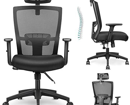 Home Office Chair, mfavour Ergonomic High Back Desk Chair, Adjustable Backrest (Any Position 90° to 135°), Adjustable Headrest & Armrest…