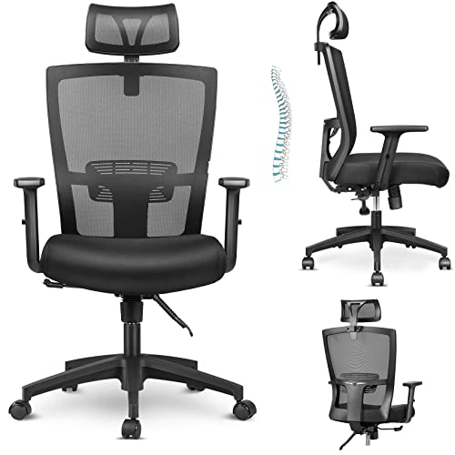 Home Office Chair, mfavour Ergonomic High Back Desk Chair, Adjustable Backrest (Any Position 90° to 135°), Adjustable Headrest & Armrest…