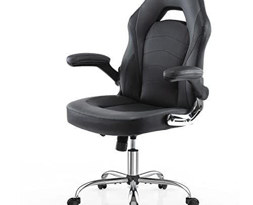 Gaming Chair, Ergonomic Office Chair Computer Desk Chair Racing Style Bonded Leather Gamer Chair, with Flip-Up Arms/Adjustable Height, Desk Chair…