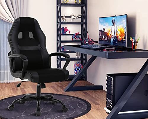 Upgrade Computer Video Game Chairs, High Back Ergonomic Leather Racer Task Chair with Lumbar Support & Headrest, PC Swivel Executive…