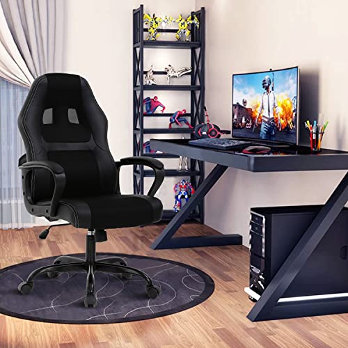 Upgrade Computer Video Game Chairs, High Back Ergonomic Leather Racer Task Chair with Lumbar Support & Headrest, PC Swivel Executive…