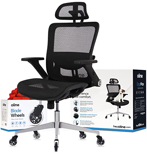 Oline ErgoMax Ergonomic Office Chair – Rolling Home Desk Chair with 4D Adjustable Flip Armrests, 3D Adjustable Lumbar Support and…