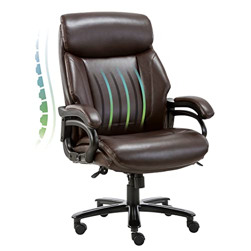 Big and Tall Office Chair 400lbs-Heavy Duty Executive Desk Chair, High Back Ergonomic Leather Computer Chair with Tilt Rock&Tension, Padded…