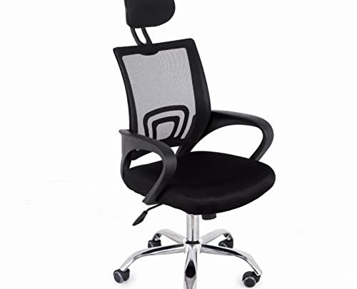 Comfty Mesh Office Chair with Mid Back and Chrome Base, 39.73”-40.91”, Black
