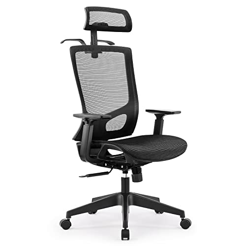 Ergonomic Home Office Chair, High Back Breathable Mesh Desk Chair – Adjustable Headrest, Rolling Swivel Computer Task Chair Home Office…