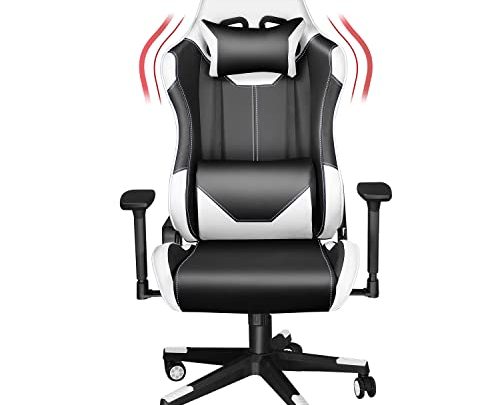 MUZII Gaming Chair, Office Computer Chair with Headrest and Lumbar Pillow and Seat Height Adjustable, High Back Video Game Chairs…