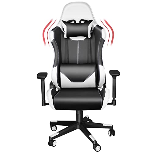 MUZII Gaming Chair, Office Computer Chair with Headrest and Lumbar Pillow and Seat Height Adjustable, High Back Video Game Chairs…