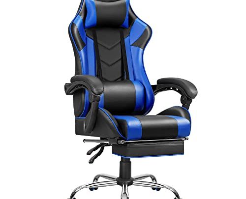 Shahoo Gaming Footrest High Back Esports Computer Racing Chairs Height Adjustable Leather Swivel Ergonomic Seat with Headrest and Lumbar Support,…