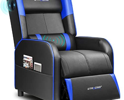 GTRACING Gaming Recliner Chair with Bluetooth Speakers Racing Style Single Gaming Sofa Modern Living Room Recliners Ergonomic Comfortable Massage Home…