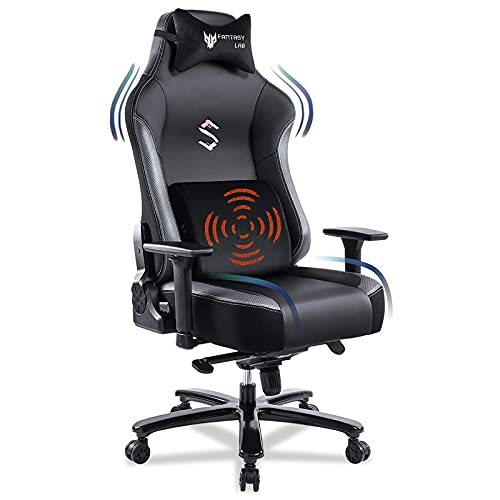 FANTASYLAB Big and Tall 400lb Massage Memory Foam Gaming Chair Adjustable Tilt, Back Angle and 3D Arms High-Back Leather Racing…