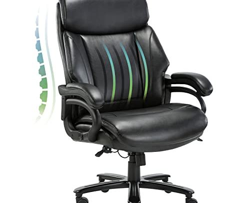 Big and Tall Office Chair 400lbs-Heavy Duty Executive Desk Chair with Extra Wide Seat, High Back Ergonomic Leather Computer Chair…