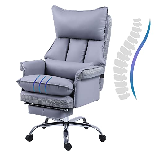 Dreamsir Office Chair, Ergonomic Home Desk Chair, Executive Office Chair with Retractable Footrest, Padded Cushion, Faux Leather, Fully Adjustable Reclining…