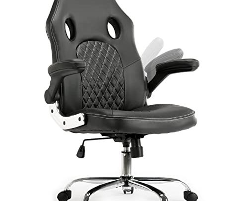 Gaming Office Chair – Ergonomic Executive Swivel Computer Desk Chair, High Back Adjustable Task Chair with Flip-up Armrests and Lumbar…