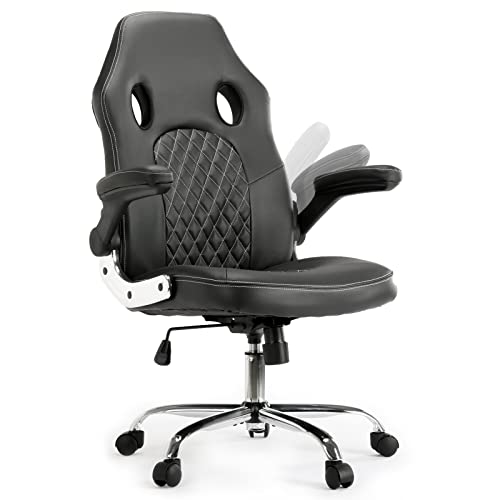 Gaming Office Chair – Ergonomic Executive Swivel Computer Desk Chair, High Back Adjustable Task Chair with Flip-up Armrests and Lumbar…