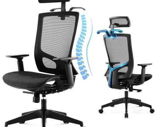 ZUNMOS Ergonomic, High Back Breathable Mesh Desk Rolling Swivel Computer Task Home Office Chairs with 3D Adjustable Headrest Lumbar Support…