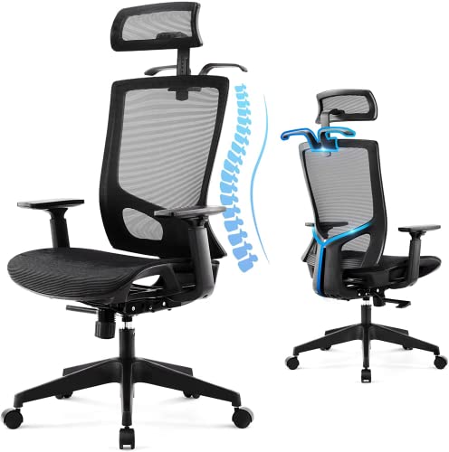 ZUNMOS Ergonomic, High Back Breathable Mesh Desk Rolling Swivel Computer Task Home Office Chairs with 3D Adjustable Headrest Lumbar Support…