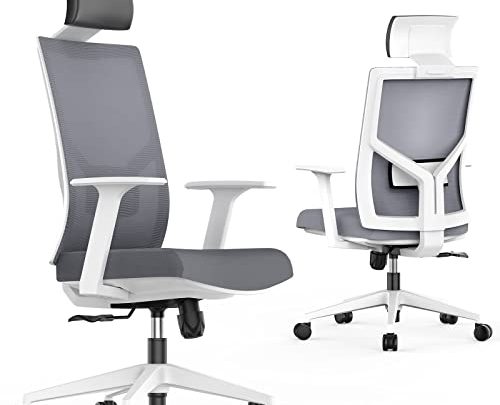 Season wind Ergonomic Office Chair Adjustable Lumbar Support Headrest High Back Swivel Desk Chair Mesh Computer Chair Thick Cushion Big…