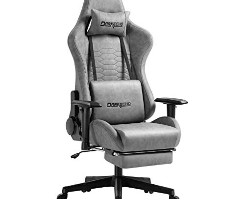 Darkecho Gaming Chair Office Chair with Footrest Massage Vintage Style Retro Leather Ergonomic Computer Chair Racing Desk Chair Reclining Adjustable…