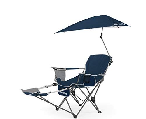 Sport-Brella 3-Position Recliner Chair with Removable Umbrella and Footrest, Midnight Blue