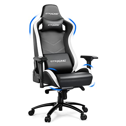 GTRACING Gaming Chair,Game Chair Heavy Duty Computer Desk Chair with Armrests,Racing Style Recliner with Built-in Headrest and Lumbar Support(Black)