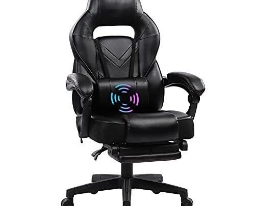 HEALGEN Reclining Gaming Chair with Adjustable Massage Lumbar Pillow and Footrest- Memory Foam PC Computer Racing Chair – Ergonomic High-Back…