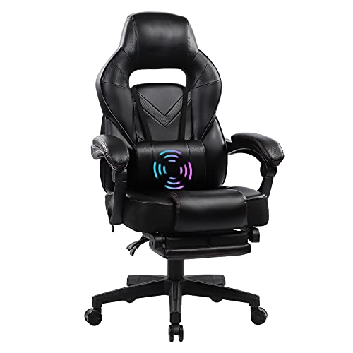 HEALGEN Reclining Gaming Chair with Adjustable Massage Lumbar Pillow and Footrest- Memory Foam PC Computer Racing Chair – Ergonomic High-Back…