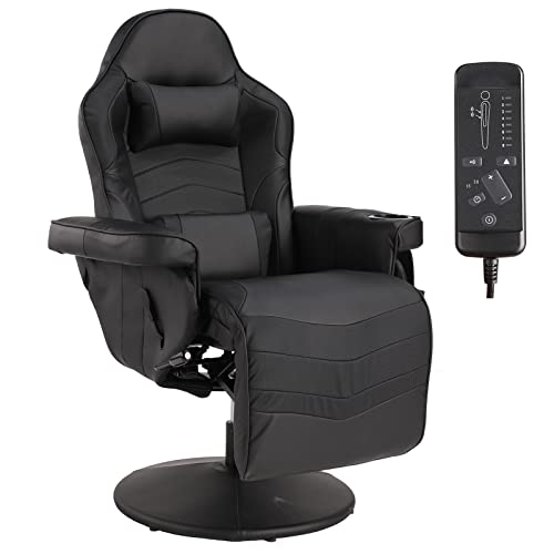 LEISU Massage Gaming Chair, Racing Gaming Swivel Recliner w/Adjustable Backrest and Footrest Cup Holder, Ergonomic High Back PU Leather Computer…