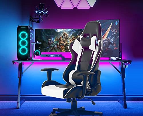 anjsindra Gaming Chair Racing Office Chair High Back Computer Game Chair PU Leather Ergonomic Backrest and Seat Height Adjustable Swivel…