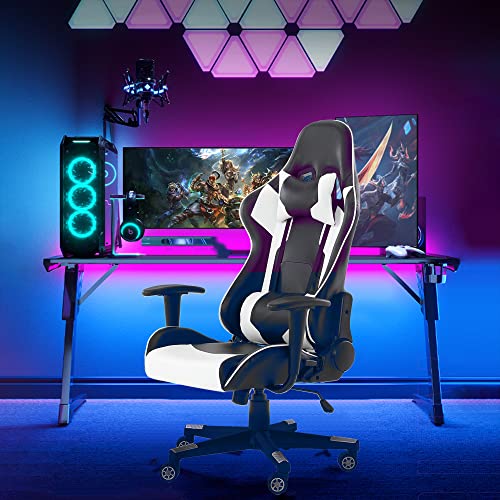 anjsindra Gaming Chair Racing Office Chair High Back Computer Game Chair PU Leather Ergonomic Backrest and Seat Height Adjustable Swivel…