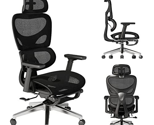 Ergonomic Office Chair with Foot Rest, Home Desk Chair, Comfy Breathable Mesh Chair, High Back Thick Cushion Computer Chair with…