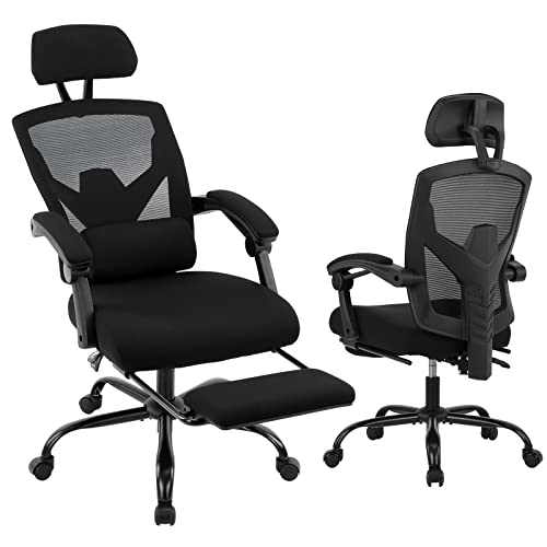 Ergonomic Office Chair, Reclining High Back Mesh Chair, Computer Desk Chair, Swivel Rolling Home Task Chair with Lumbar Support Pillow,…