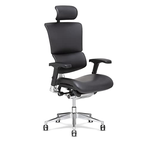 X-Chair X4 High End Executive Chair, Black Leather with Headrest – Ergonomic Office Seat/Dynamic Variable Lumbar Support/Floating Recline/Stunning Aesthetic/Adjustable/Perfect for…