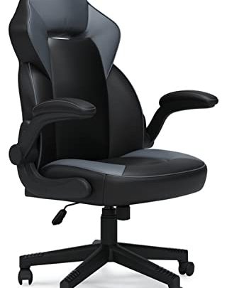 Signature Design by Ashley Lynxtyn Modern Home Office Swivel Gaming Desk Chair, Black