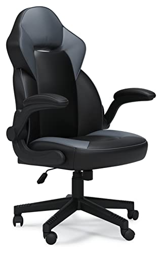 Signature Design by Ashley Lynxtyn Modern Home Office Swivel Gaming Desk Chair, Black