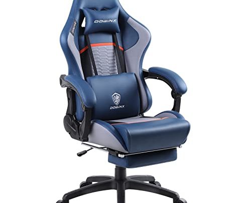 Dowinx Gaming Chair Ergonomic Office Recliner for Computer with Massage Lumbar Support, Racing Style Armchair PU Leather E-Sports Gamer Chairs…