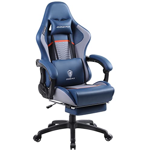 Dowinx Gaming Chair Ergonomic Office Recliner for Computer with Massage Lumbar Support, Racing Style Armchair PU Leather E-Sports Gamer Chairs…