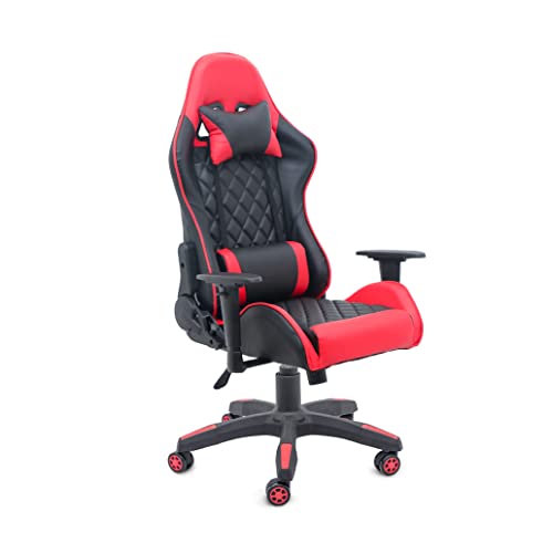 Comfty Red & Black Diamond Quilted Leather Chairs, Multicolor