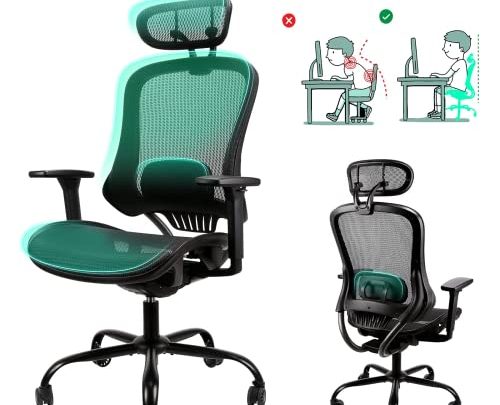 Komene Ergonomic Office Chair High Back Computer Chair Breathable Mesh Desk Chair, Adjustable Headrest and Lumbar Support with 3D Armrest…