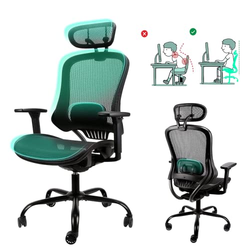 Komene Ergonomic Office Chair High Back Computer Chair Breathable Mesh Desk Chair, Adjustable Headrest and Lumbar Support with 3D Armrest…
