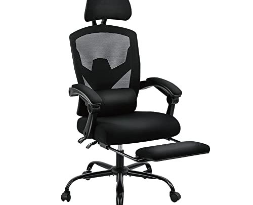 Ergonomic Office Chair, High Back Office Chair with Lumbar Pillow and Retractable Footrest, Mesh Office Chair with Padded Armrests and…