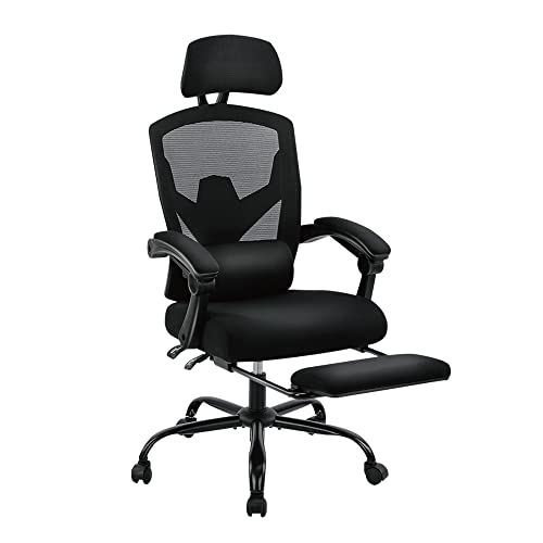 Ergonomic Office Chair, High Back Office Chair with Lumbar Pillow and Retractable Footrest, Mesh Office Chair with Padded Armrests and…