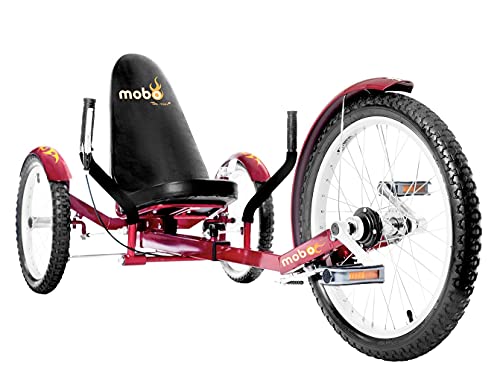 Mobo Triton Pro Adult Tricycle. Recumbent Trike. Adaptive 3-Wheel Bike Men Women, Cranberry,28 x 29 x 48 inches (61” Extended)