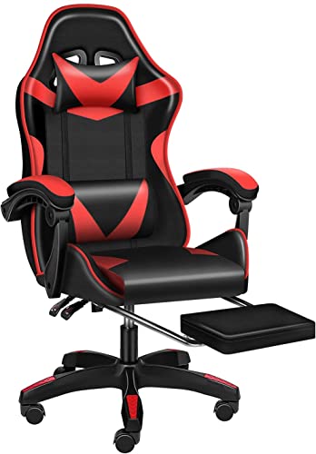 AWQM Gaming Chair with Footrest and Lumbar Support, Racing Style and Ergonomic 360° Swivel Chair with Headrest, Height Adjustable Video…