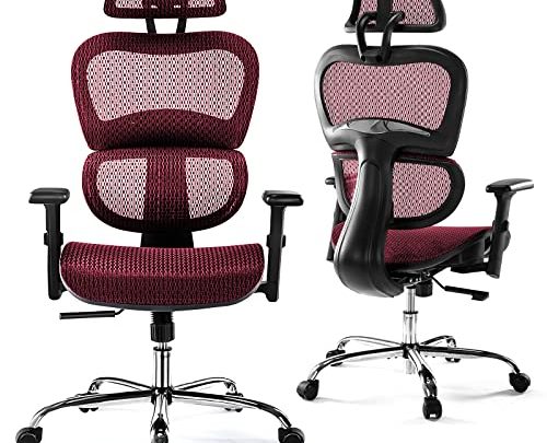 Ergonomic High Back Office Chair – High Office Chair with Headrest, Lumbar Support, Movable Armrests, Swivel Mesh Office Chair with…