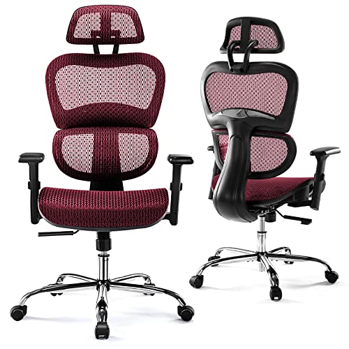Ergonomic High Back Office Chair – High Office Chair with Headrest, Lumbar Support, Movable Armrests, Swivel Mesh Office Chair with…