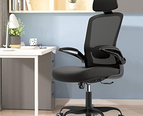 Upgraded Home Office Desk Chairs, Ergonomic Office Chairs with Adjustable Headrest, Computer Desk Chairs with Flip-up Armrests and Lumbar Support,…