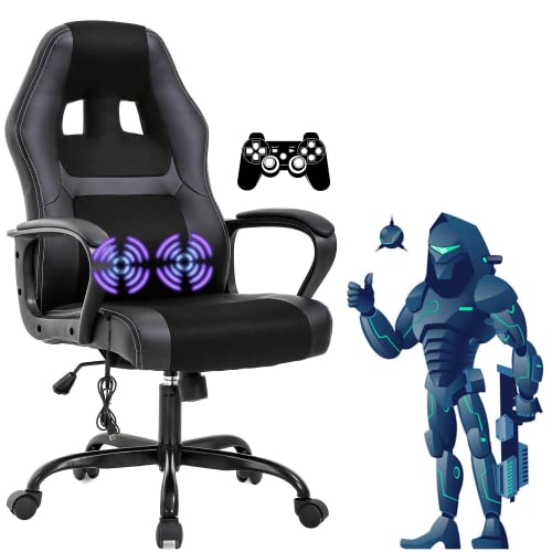Gaming Chair Massage Office Chair Ergonomic Video Game Chairs Adjustable Reclining Computer Chair with Lumbar Support Armrest Headrest Task Rolling…
