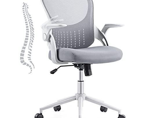 Home Office Desk Chair – Ergonomic Office Chair with Lumbar Support and Flip-up Armrest, Height Adjustable Mesh Computer Chair, Swivel…