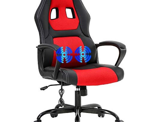 Gaming Chair Ergonomic Office Chair Racing Desk Chair Massage PU Leather Adjustable Chair with Lumbar Support Headrest Armrest Task Rolling…