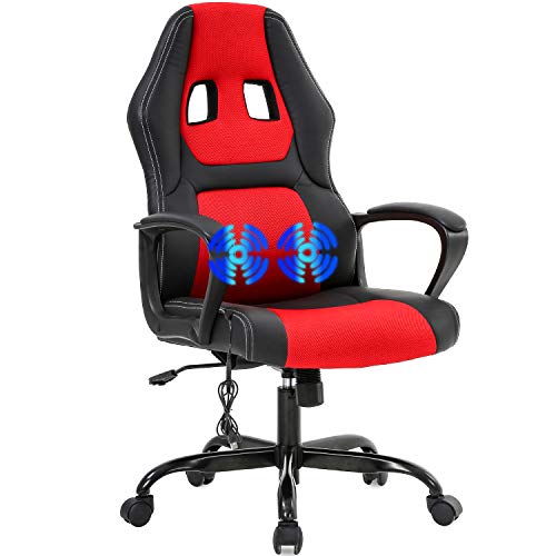 Gaming Chair Ergonomic Office Chair Racing Desk Chair Massage PU Leather Adjustable Chair with Lumbar Support Headrest Armrest Task Rolling…